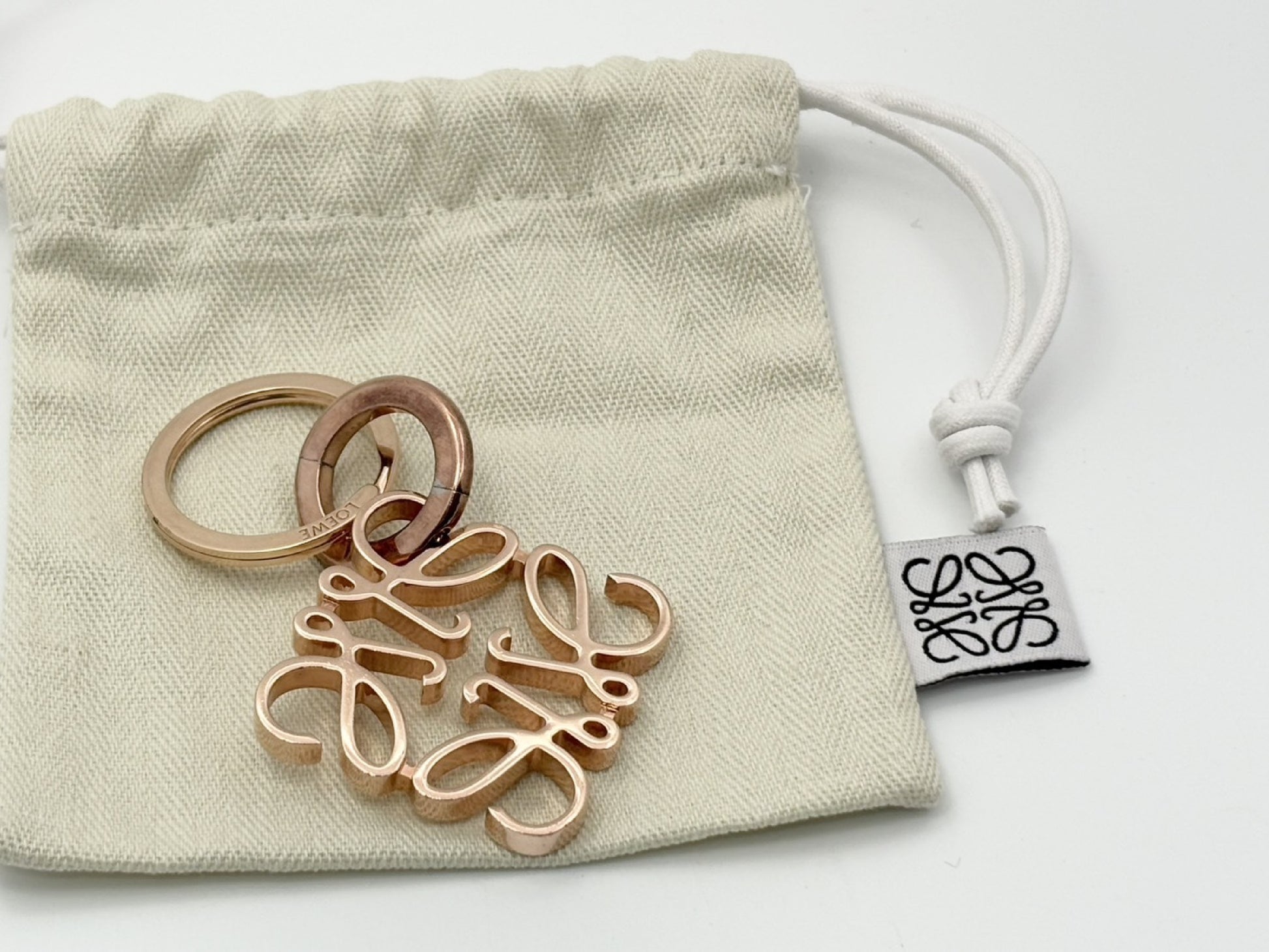 LOEWE Anagram Charm Key Ring Pink Gold Key Case/Key Holder