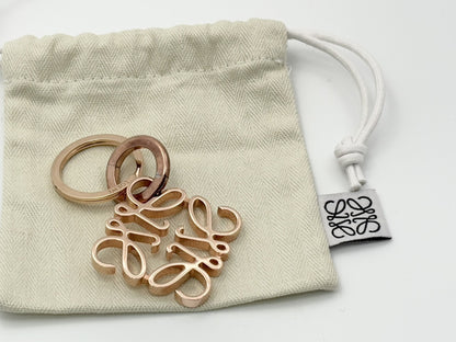 LOEWE Anagram Charm Key Ring Pink Gold Key Case/Key Holder