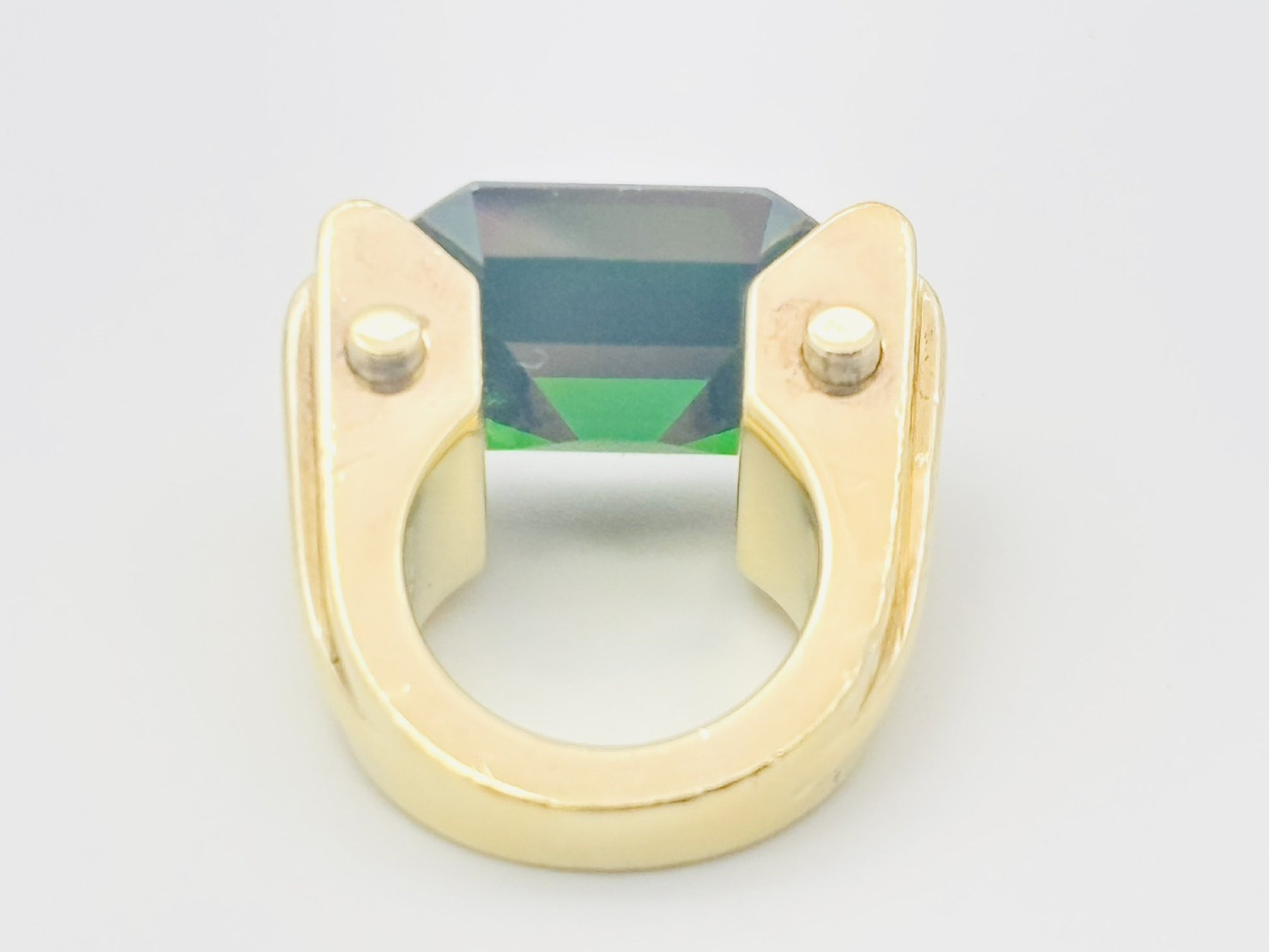 BOTTEGA VENETA Bottega Color Stone Emerald Cut Ring 925 Green x Gold Ring