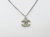 CHANEL Coco Mark Rhinestone Necklace 06V Silver Necklace