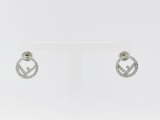 FENDI F is Fendi rhinestone earrings in silver