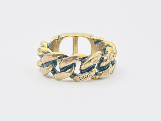 Dior MONTAIGNE30 Montaigne CD Logo Ring #S Aged Gold Ring