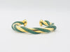 HERMES Twist Exotic Leather Lizard Bangle Gold and Green Bracelet/Bangle