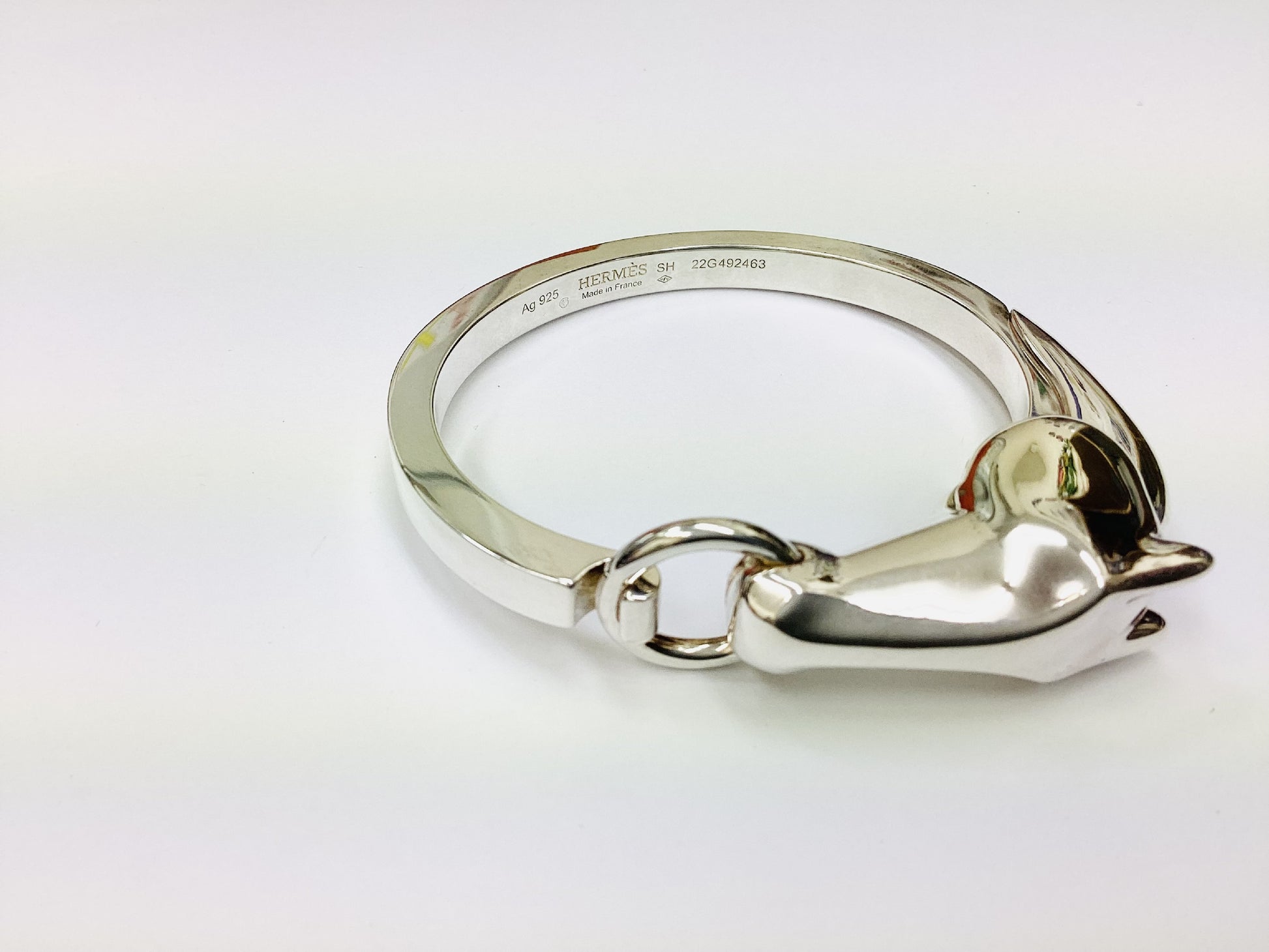 HERMES Gallop Bracelet, Gallop Bangle SH, Silver, Purchased in March 2024, Approx. 67g, Bracelet/Bangle