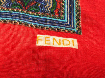 FENDI Large Stole, Paisley Pattern, Approx. 130 x 130cm, Other Apparel