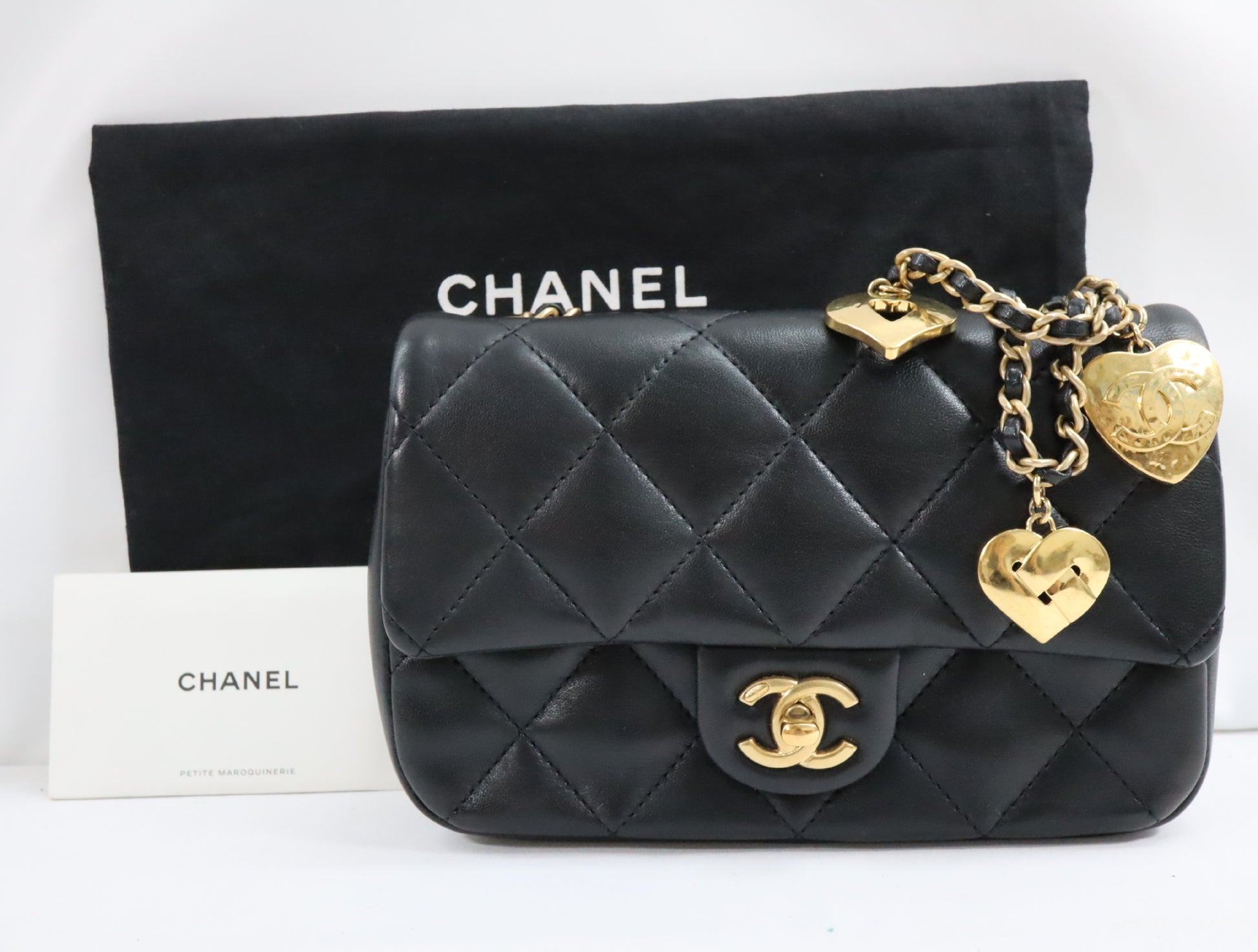 CHANEL Matelasse Chain Shoulder Bag Mini Matelasse Coco Mark AS3456 CHANEL Heart Black Shoulder Bag