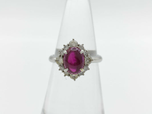 Colored Stone, Transparent Stone, PT900, 6.2g Ring 