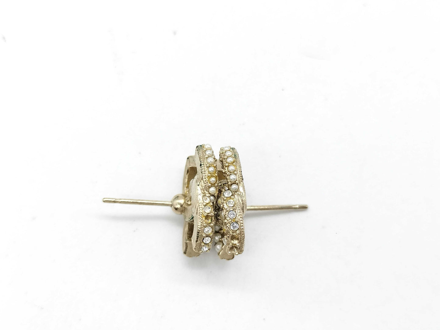 CHANEL Coco Mark C22B Coco Pearl Stone Earrings