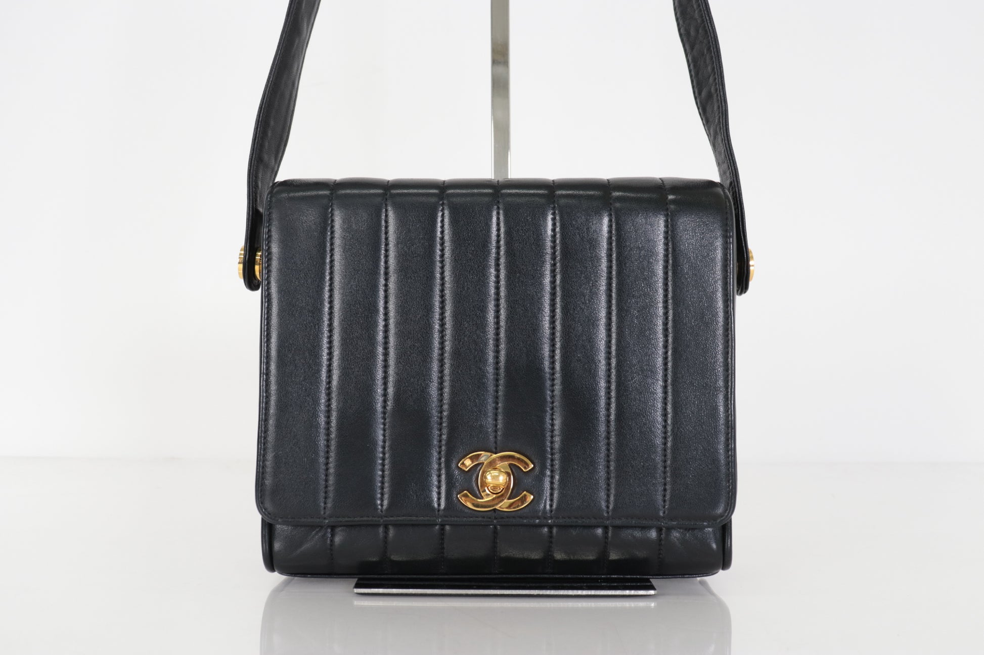 CHANEL Mademoiselle Lambskin Shoulder Bag with Mirror