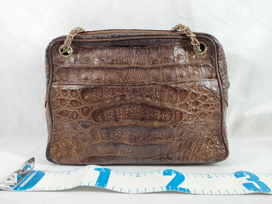 CHANEL CHANEL Shoulder Bag Dark Brown Crocodile Shoulder Bag