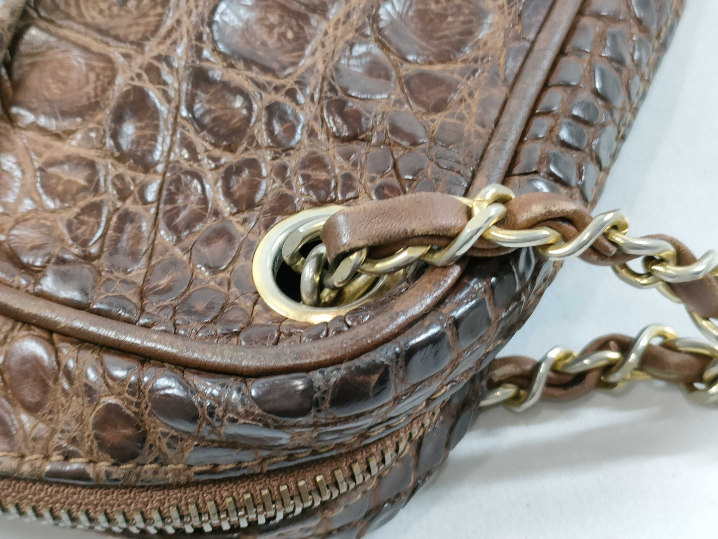 CHANEL CHANEL Shoulder Bag Dark Brown Crocodile Shoulder Bag