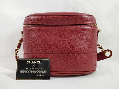 CHANEL CHANEL Triple Coco Caviar Skin Red Shoulder Bag