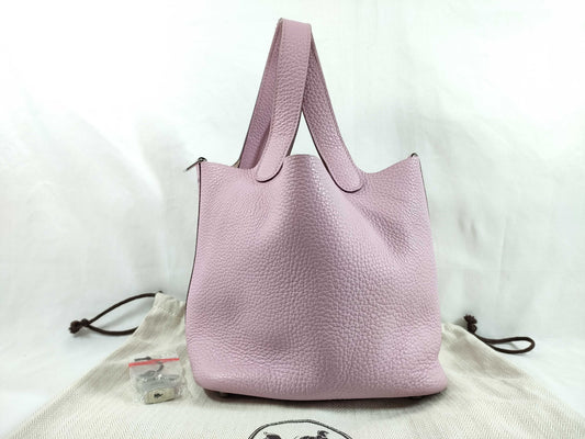 HERMES Picotin Lock PM Handbag in Mauve Sylvestre and Taurillon Clemence Leather with B Stamp