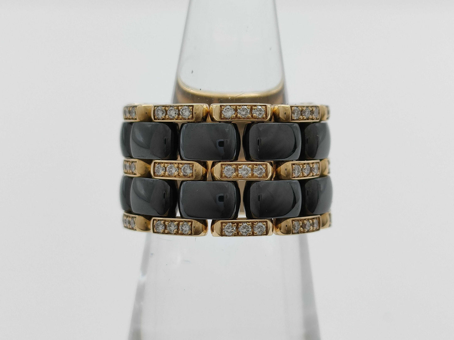 CHANEL Ultra Wide #T49 Ceramic Diamond 750 16.5g Ring 