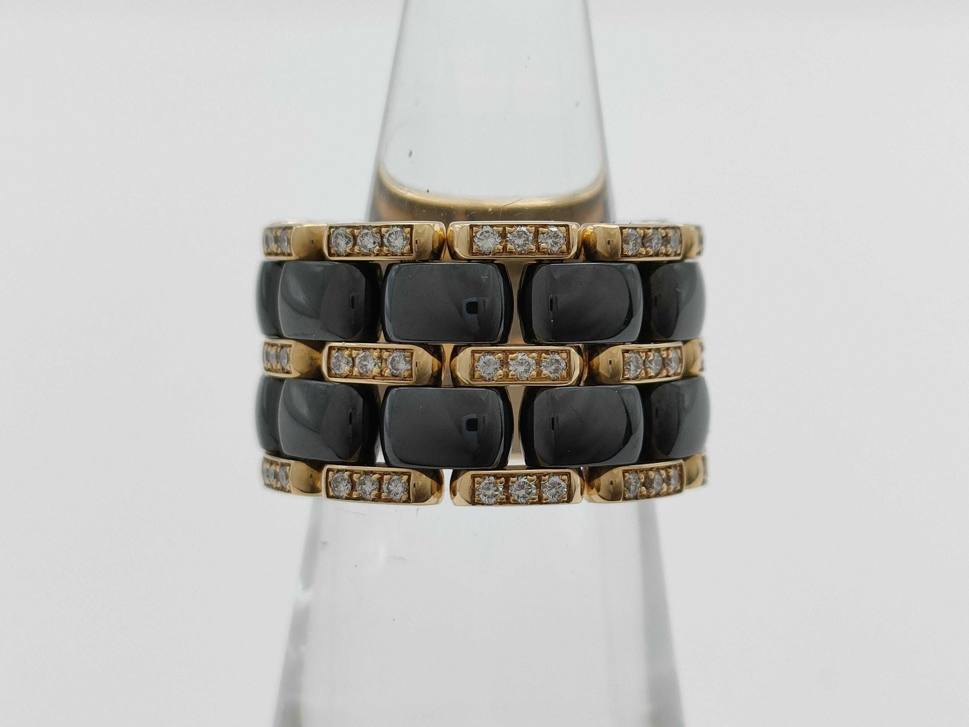 CHANEL Ultra Wide #T49 Ceramic Diamond 750 16.5g Ring 