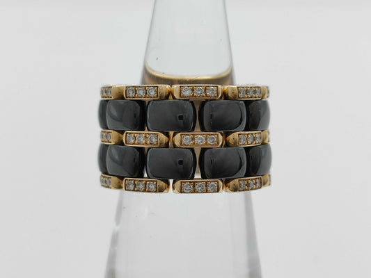 CHANEL Ultra Wide #T49 Ceramic Diamond 750 16.5g Ring 