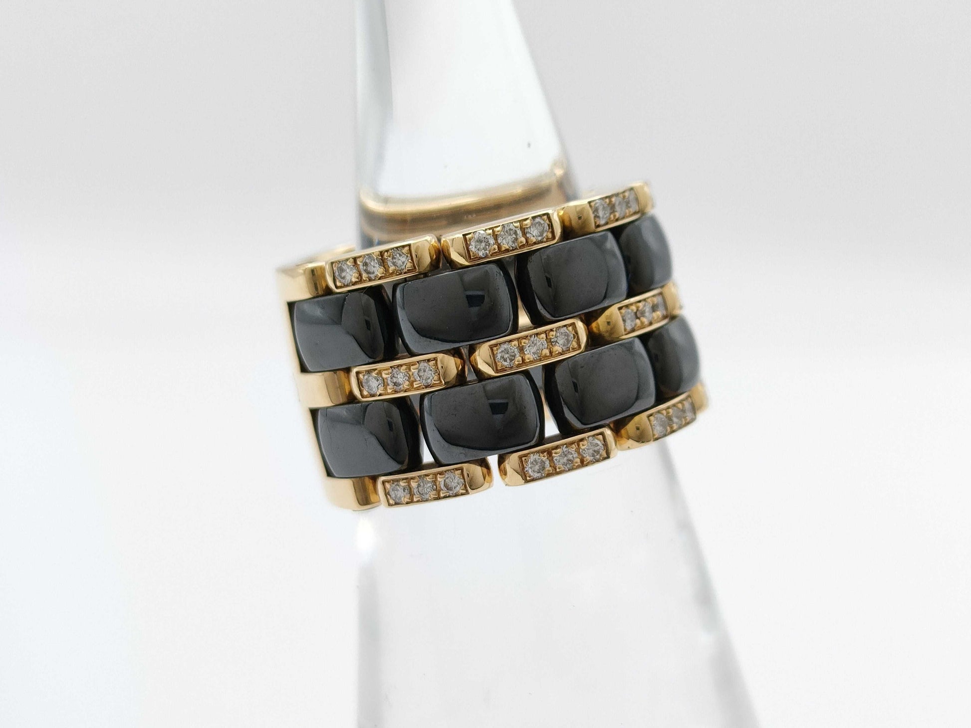 CHANEL Ultra Wide #T49 Ceramic Diamond 750 16.5g Ring 