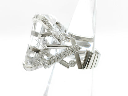 CHANEL Element #48 Rutilated Quartz and Diamond Ring, WG 750, 19.6g 