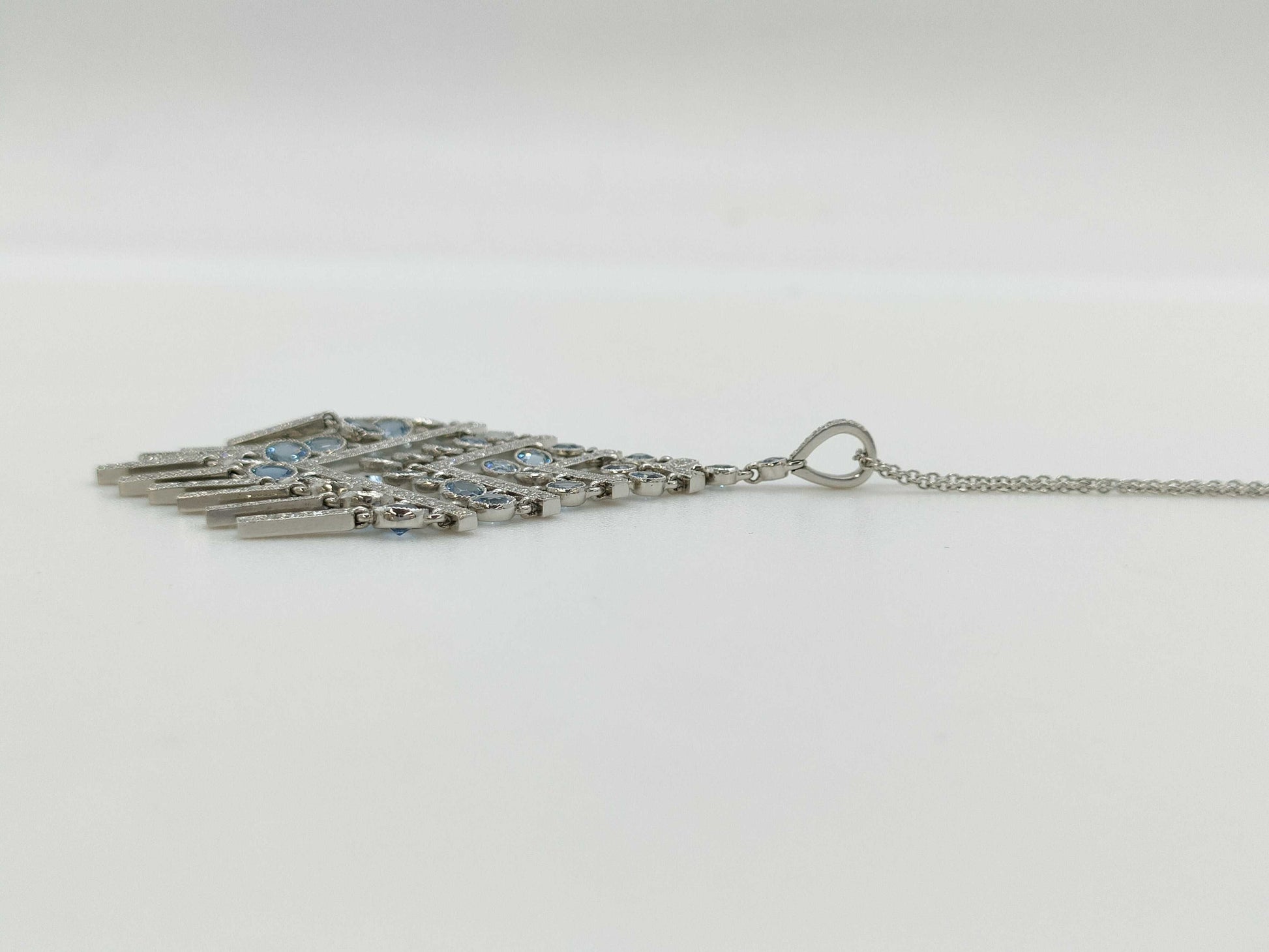 Tiffany & Co. Chandelier Necklace with Aquamarine and Diamonds, PT950, 14.1g 