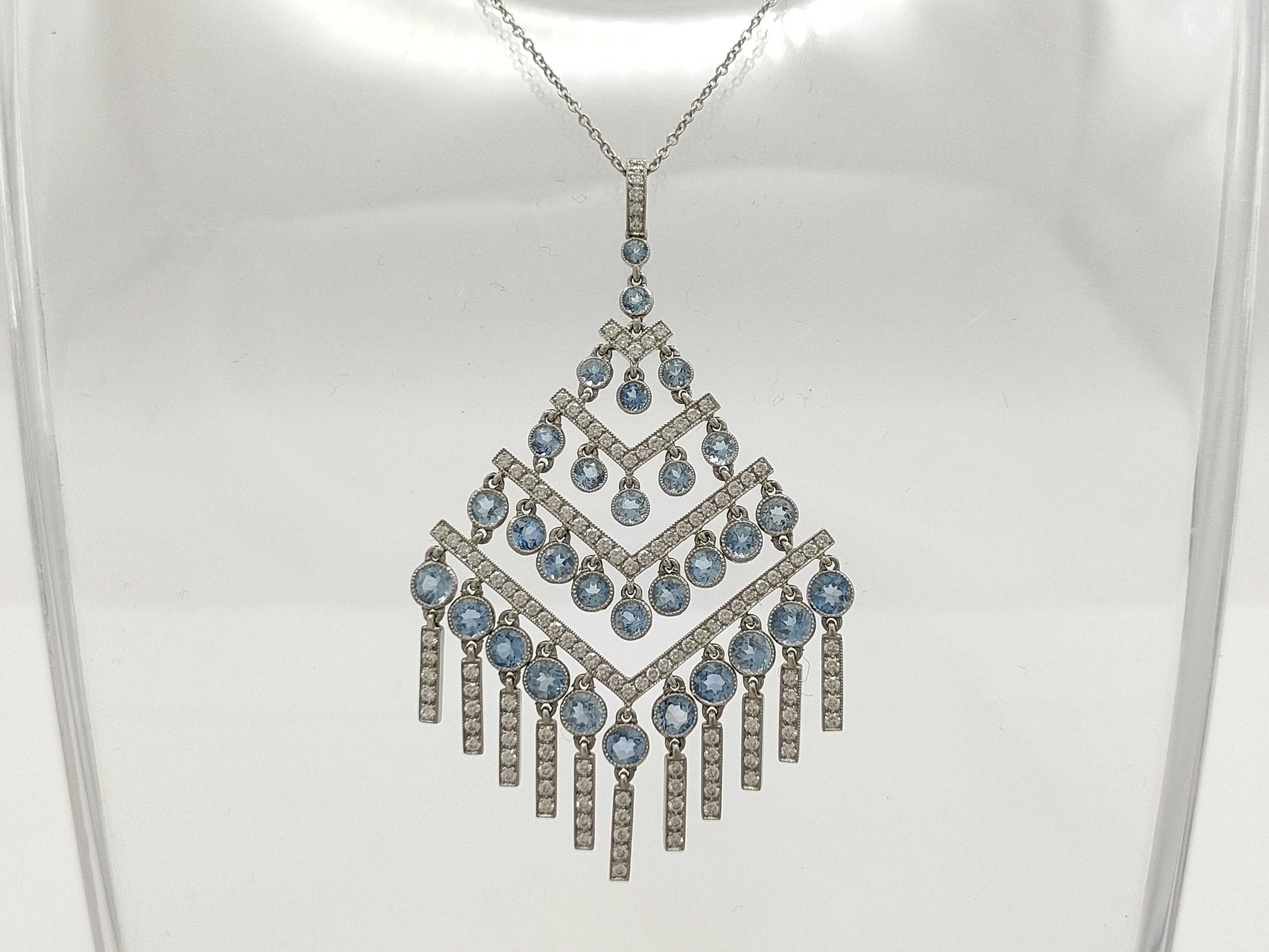 Tiffany & Co. Chandelier Necklace with Aquamarine and Diamonds, PT950, 14.1g 