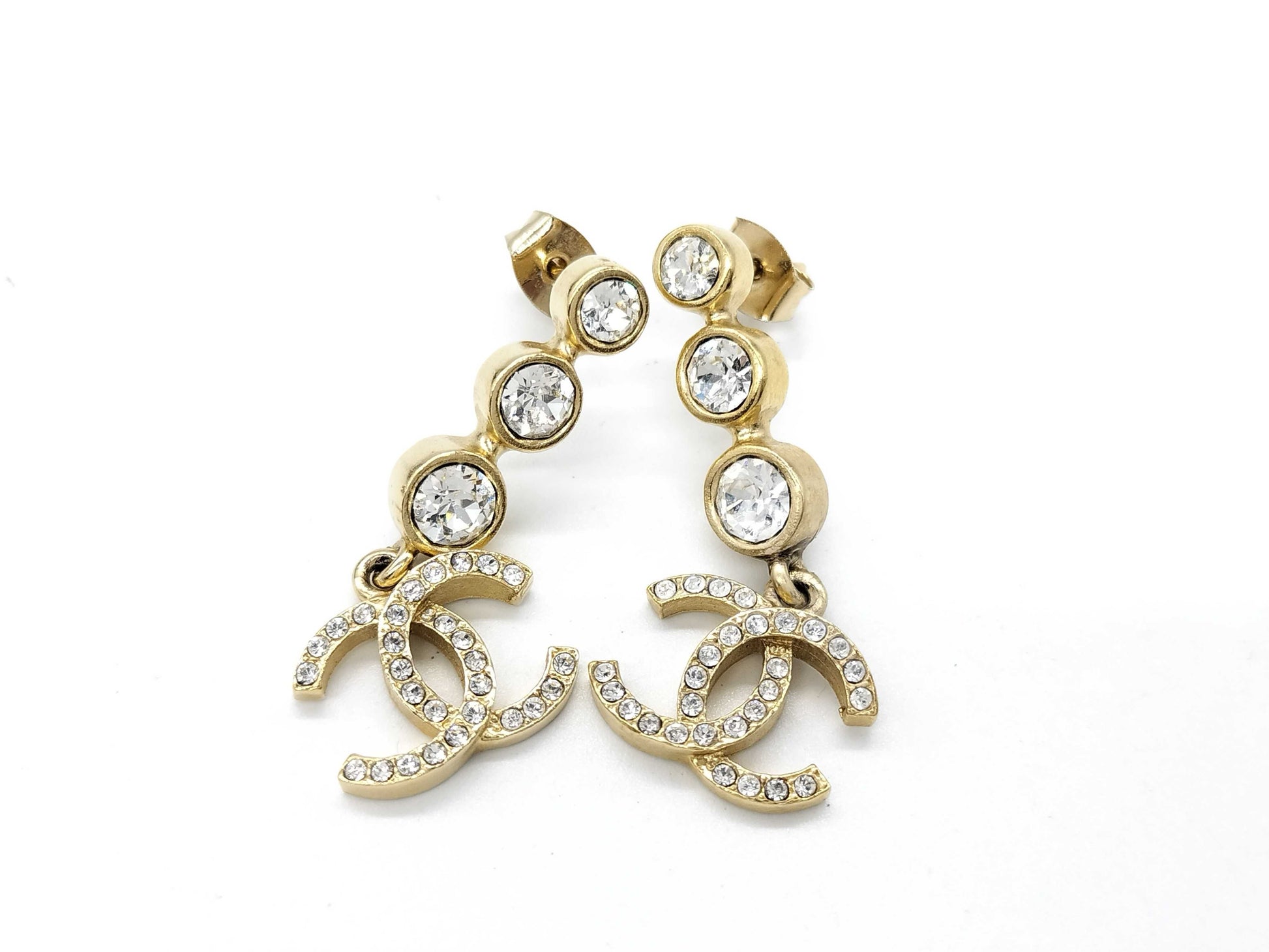 CHANEL Coco Mark Chanel Rhinestone Coco Mark Swing Earrings