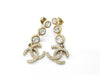 CHANEL Coco Mark Chanel Rhinestone Coco Mark Swing Earrings