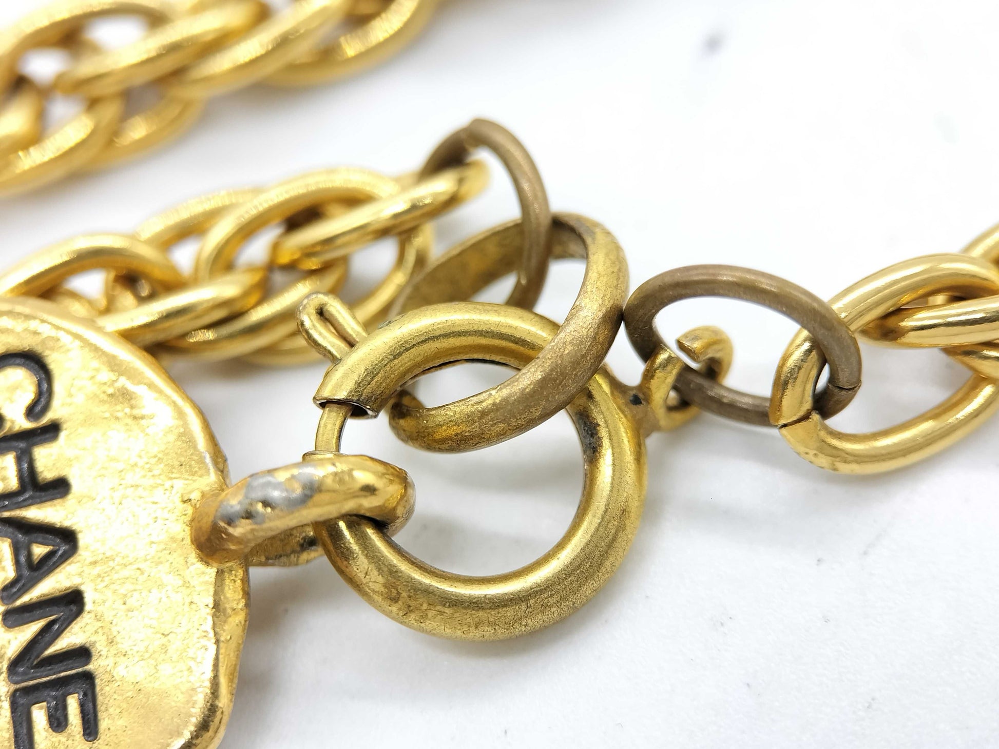 CHANEL Cambon logo plate necklace