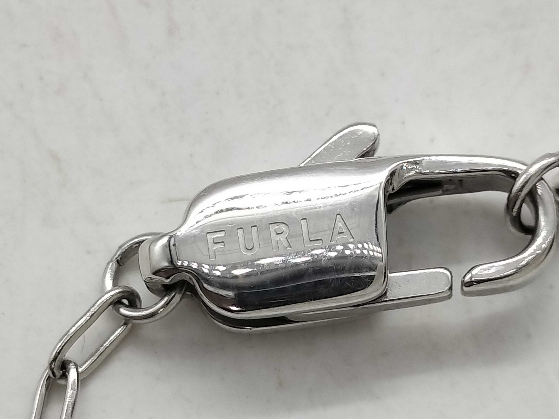 FURLA Faux Pearl Logo Necklace