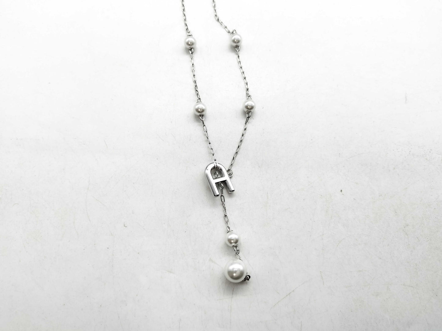 FURLA Faux Pearl Logo Necklace