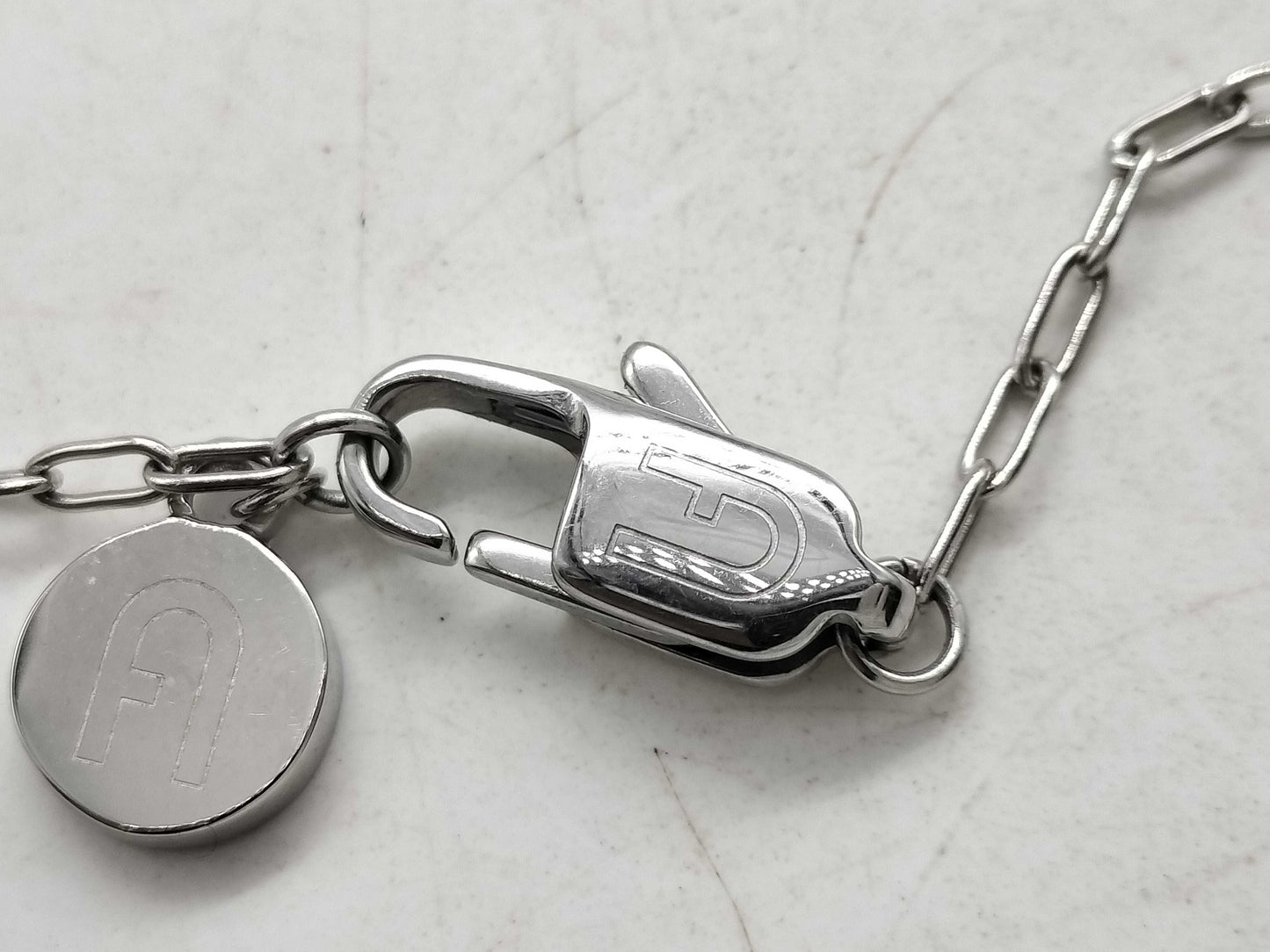 FURLA Faux Pearl Logo Necklace