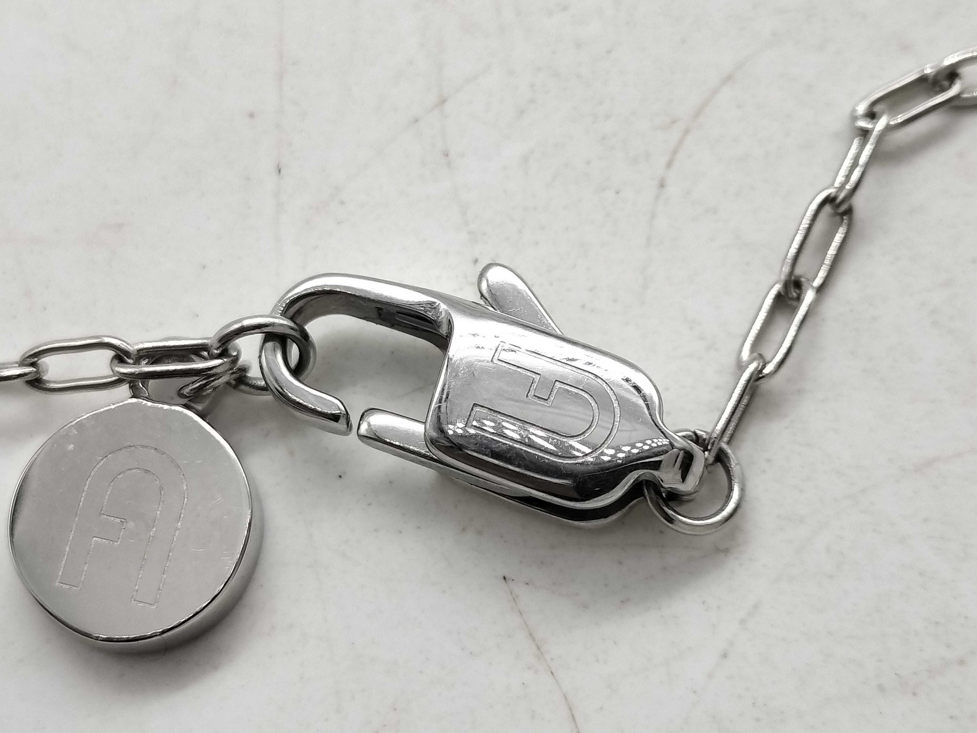 FURLA Faux Pearl Logo Necklace