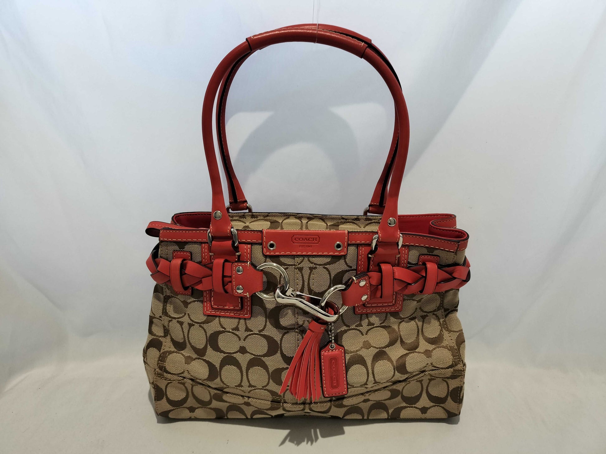 COACH Signature Coach Tote Bag Signature Orange 13065 Handbag