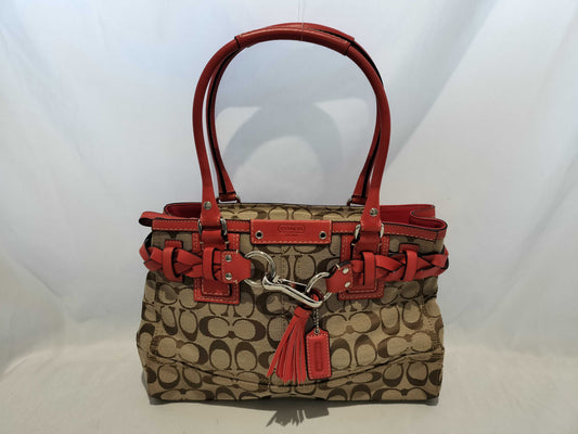 COACH Signature Coach Tote Bag Signature Orange 13065 Handbag