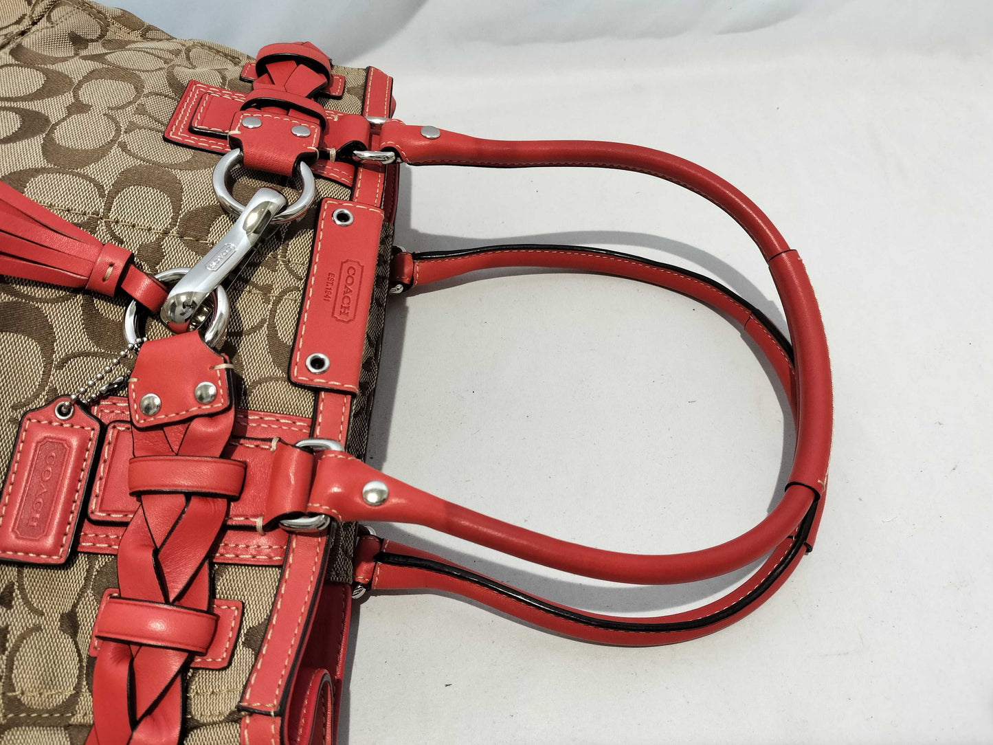 COACH Signature Coach Tote Bag Signature Orange 13065 Handbag