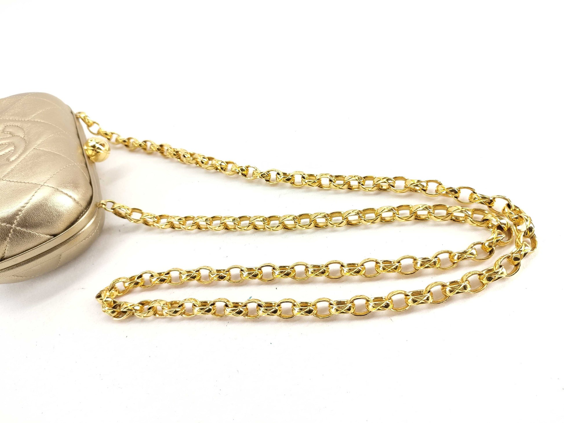 CHANEL Beaded Chain Shoulder Bag in Gold