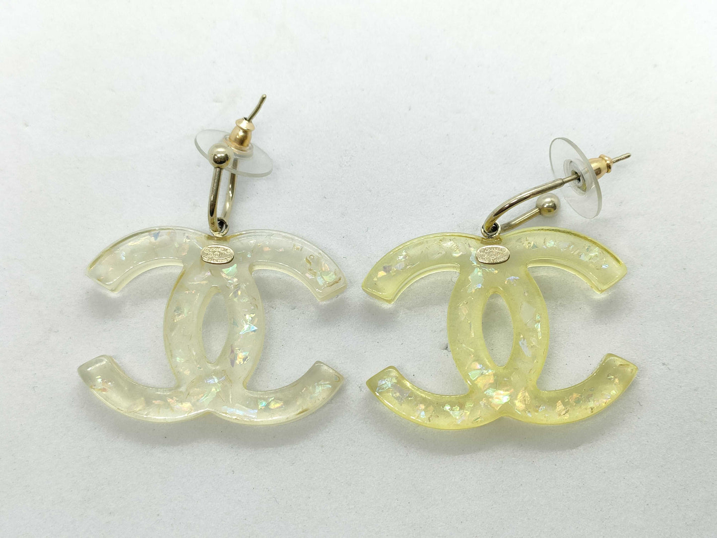 CHANEL Coco Mark Clear Earrings 06P Earrings