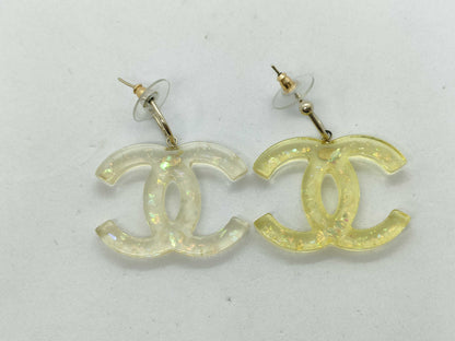 CHANEL Coco Mark Clear Earrings 06P Earrings
