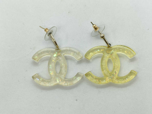 CHANEL Coco Mark Clear Earrings 06P Earrings