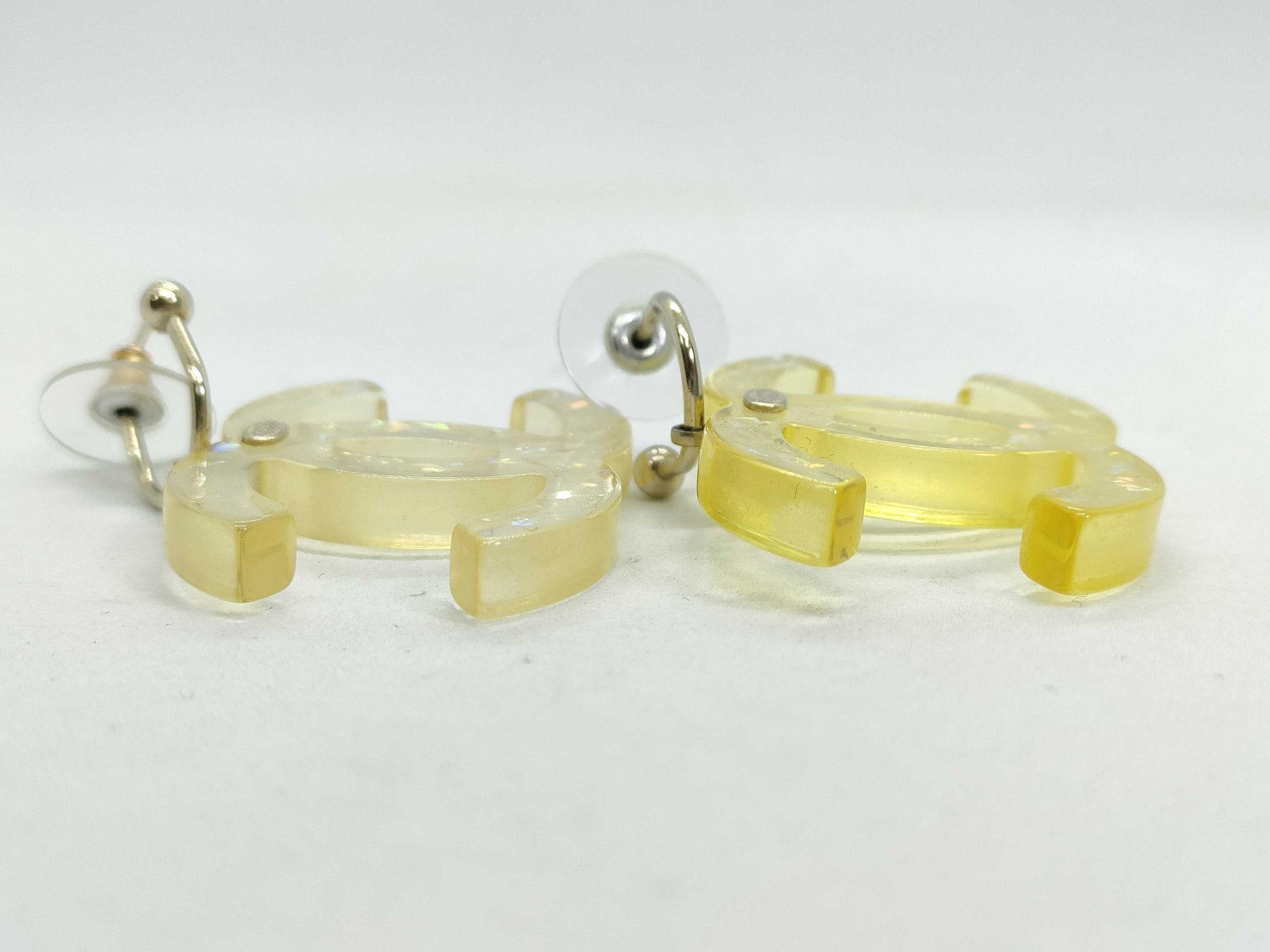 CHANEL Coco Mark Clear Earrings 06P Earrings