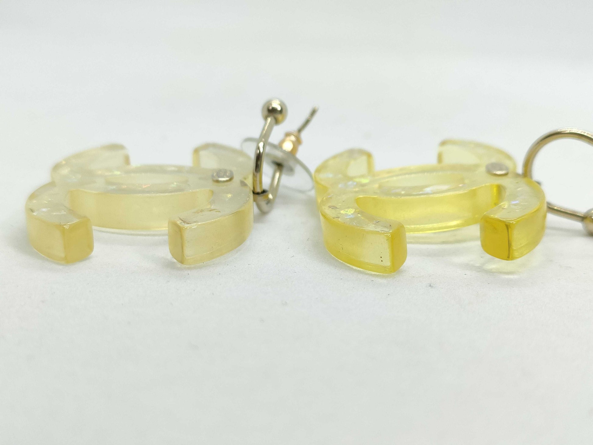 CHANEL Coco Mark Clear Earrings 06P Earrings