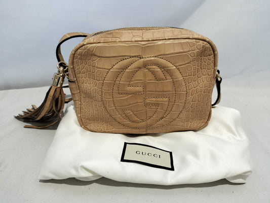 GUCCI Crocodile Soho Interlocking Shoulder Bag