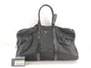 PRADA V20 nylon? 2-way Boston bag with leather triangular plate, black, name tag and padlock.