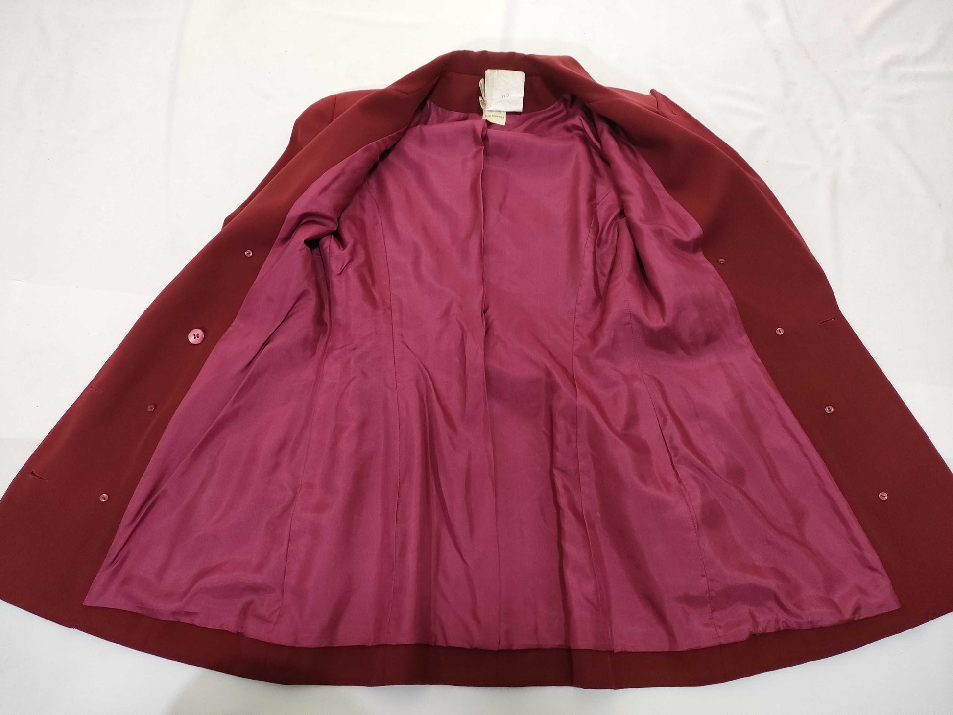 CHANEL Wool Double-Breasted Tailored Jacket with Coco Mark, Bordeaux, Size: 36