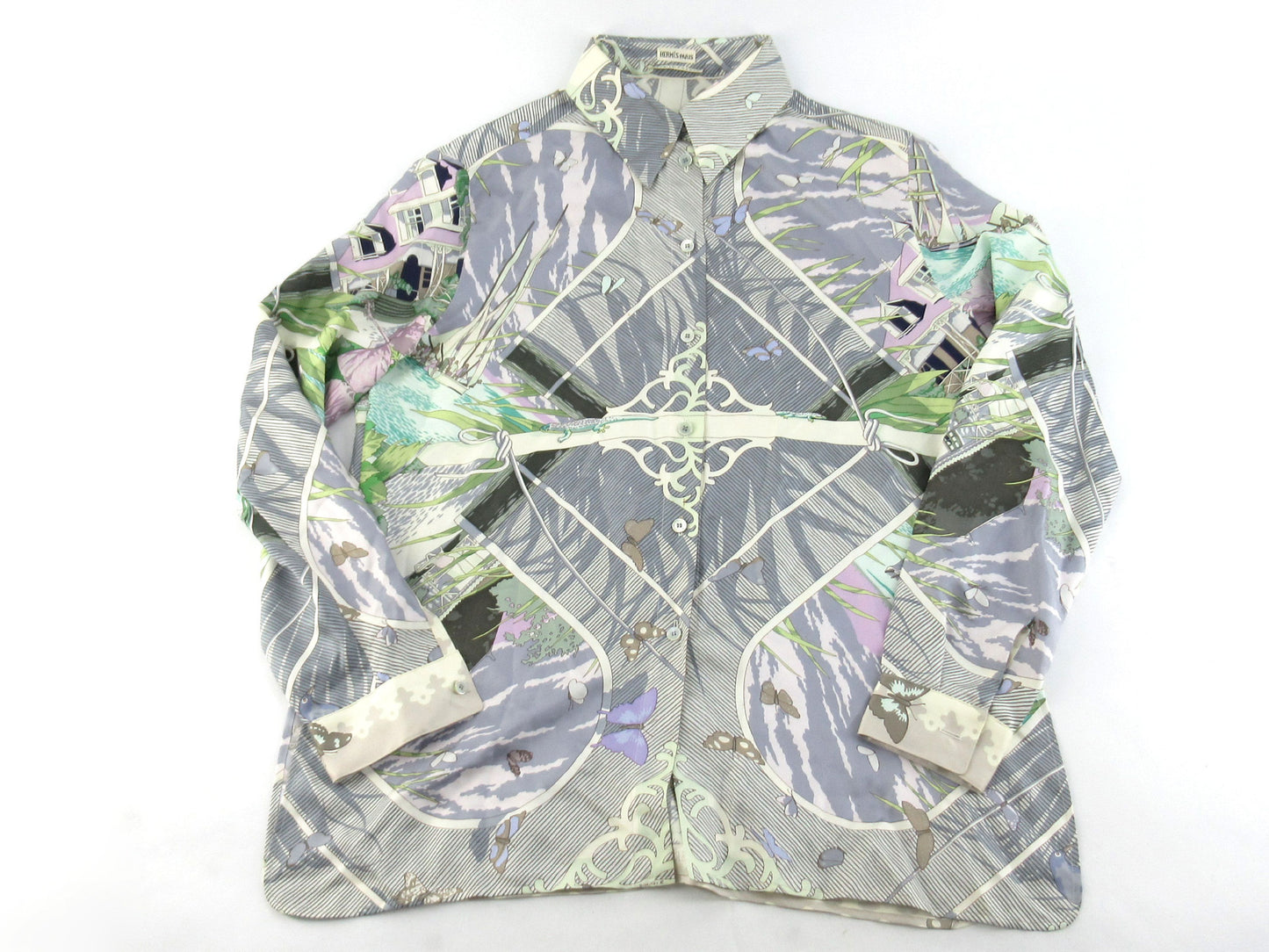 HERMES Silk All-Over Print Shirt Size: 40 Shirt