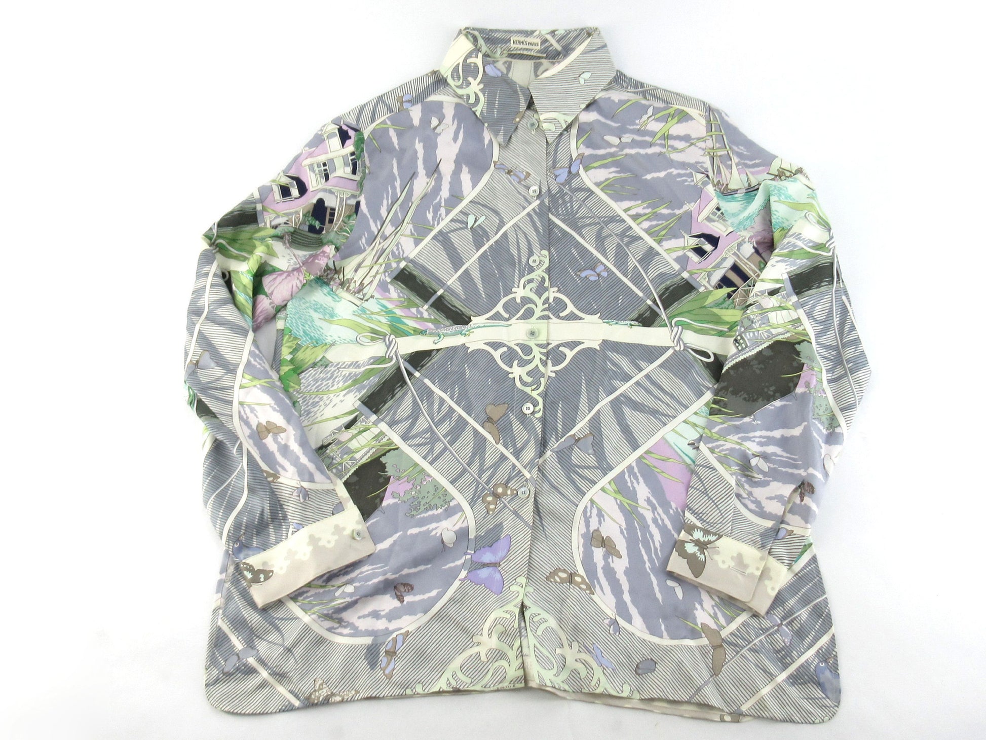 HERMES Silk All-Over Print Shirt Size: 40 Shirt