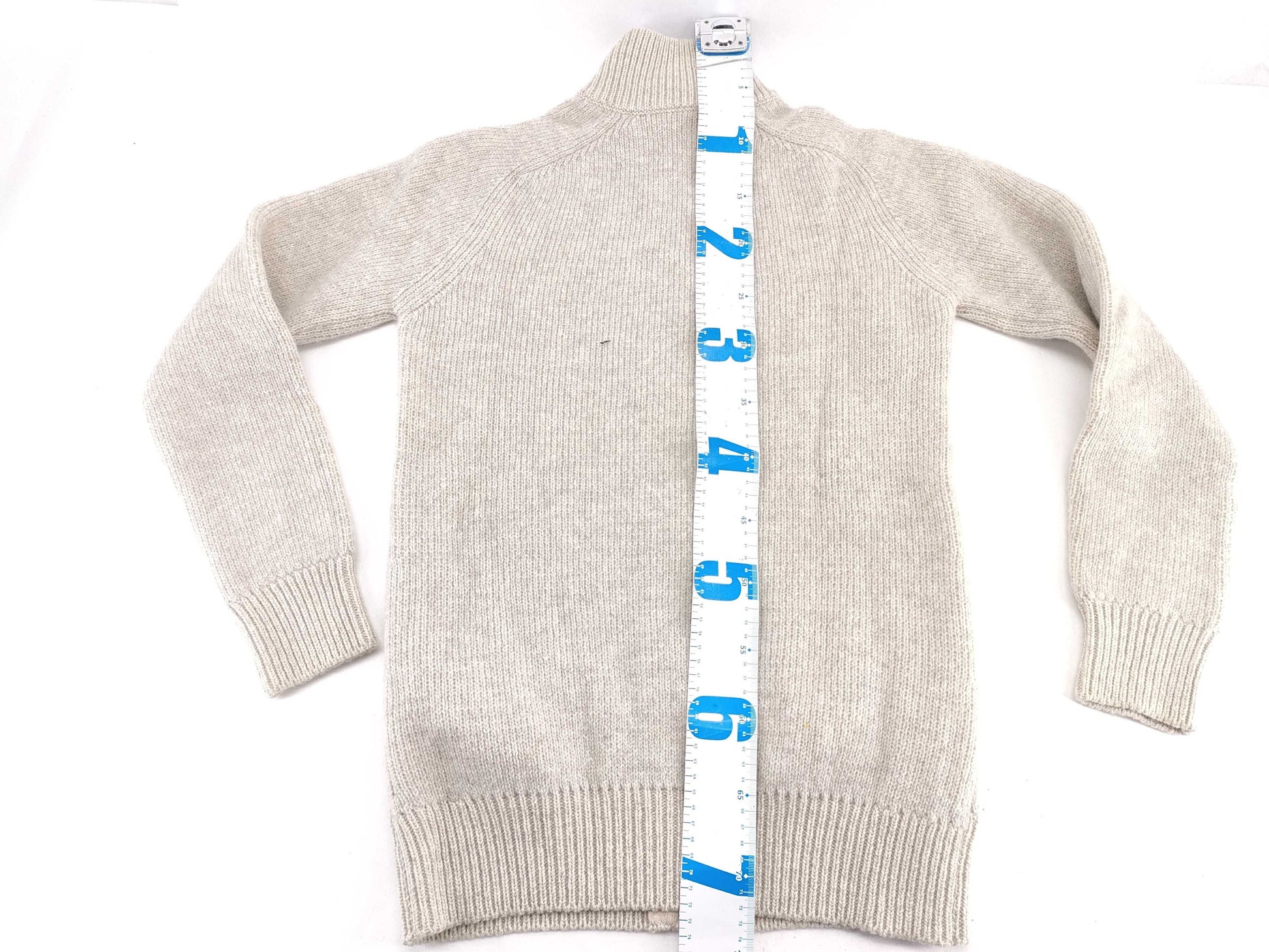 LOUIS VUITTON Wool and Cashmere Zip Cardigan Size: L Beige with Box