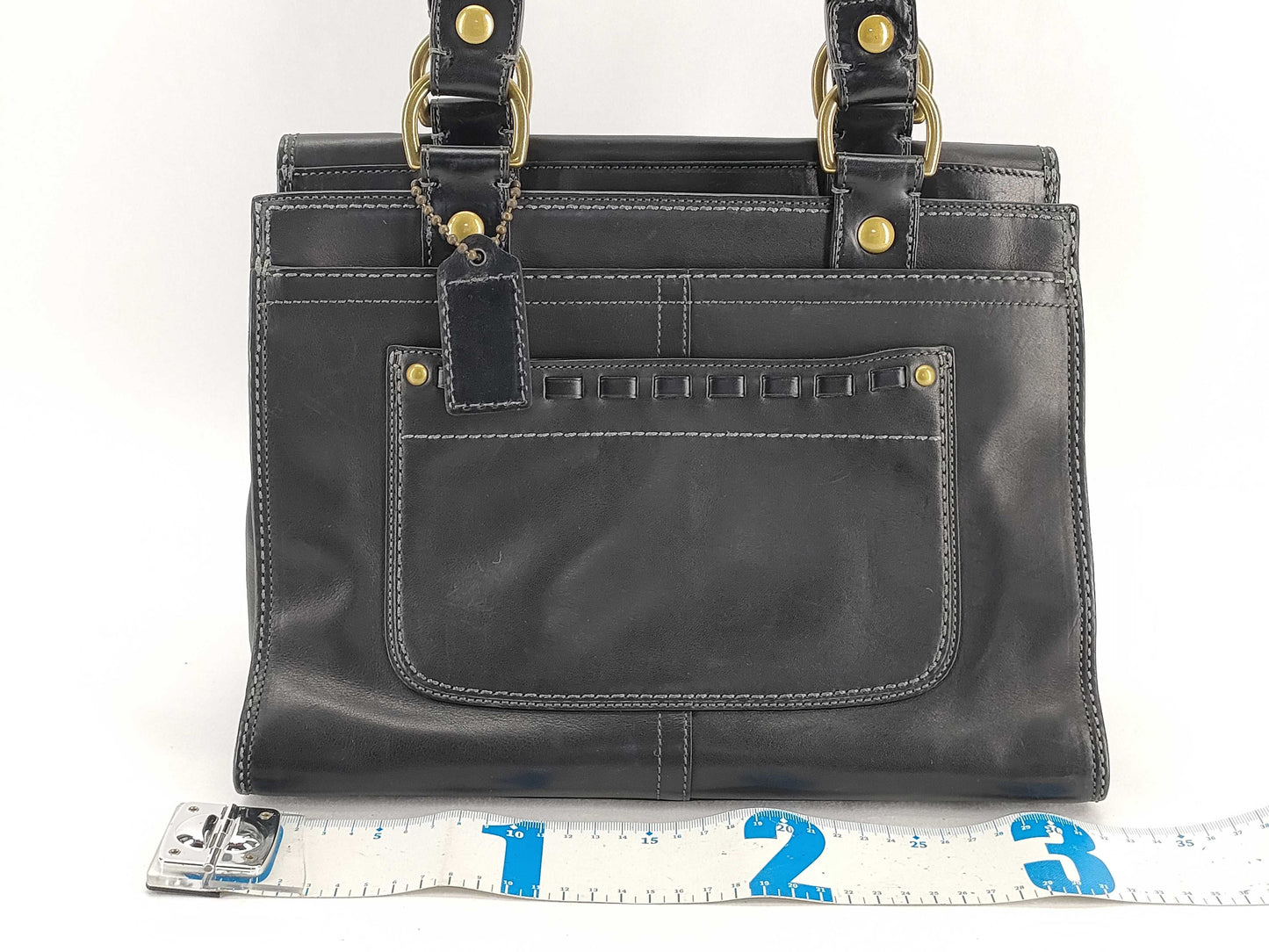 COACH 11420 Leather Madison Tote Bag Black Tote Bag