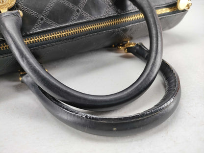 VERSACE Leather Sunburst Boston Bag Black Boston Bag