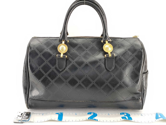 VERSACE Leather Sunburst Boston Bag Black Boston Bag