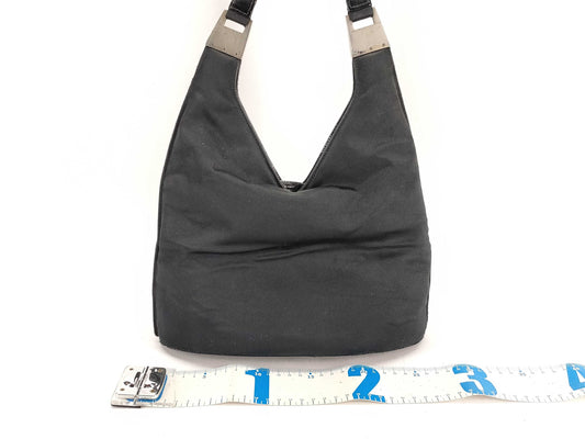 GUCCI 001.1274.3010 Leather and Satin Handbag Black Handbag